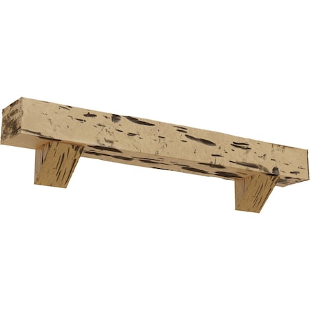 Kit W/ Breckinridge Corbels, NaturaL Pine, 8Hx12Dx60W Pecky Cypress Faux Wood Fireplace ManteL